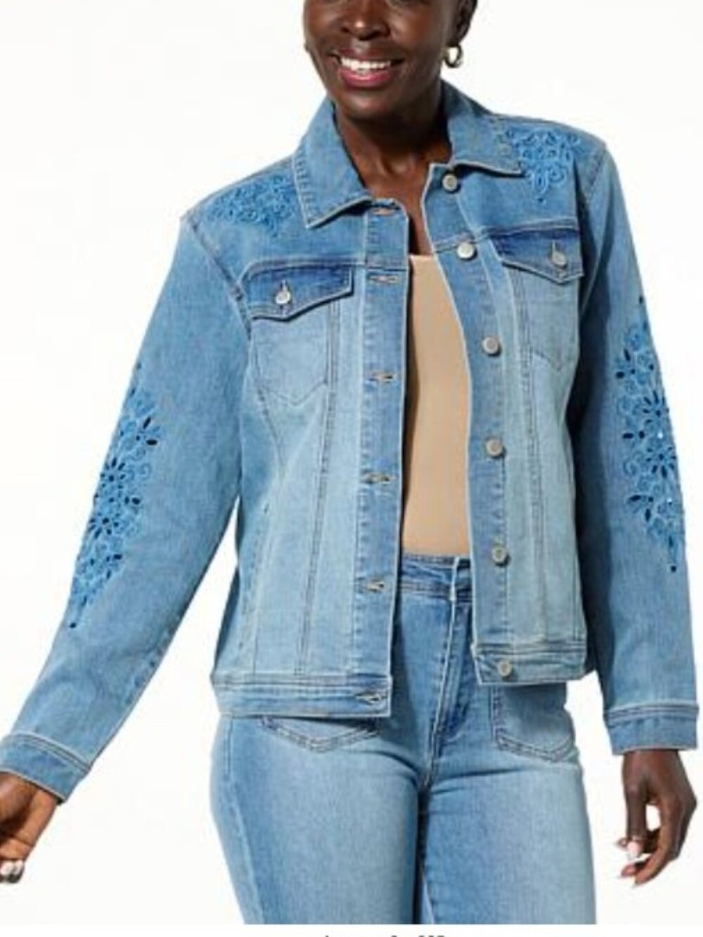 Tower Hill Christie Brinkley Eyelet Embroidered Denim Jacket (NWT)
